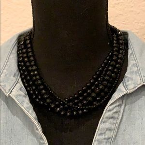 JCREW Black Bead Tiered Necklace